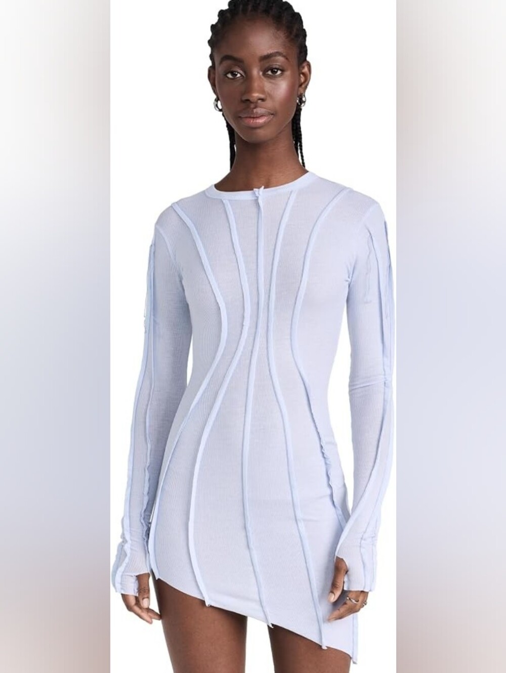 NWT SAMI MIRO VINTAGE ASYMMETRIC LONG SLEEVE MINI DRESS IN WHITE Sz S